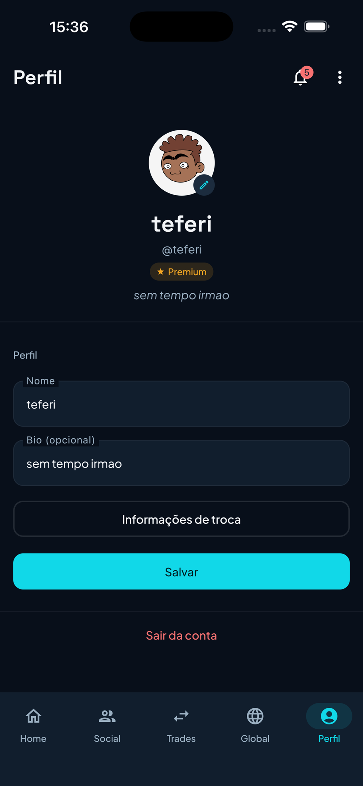 Perfil do usuário